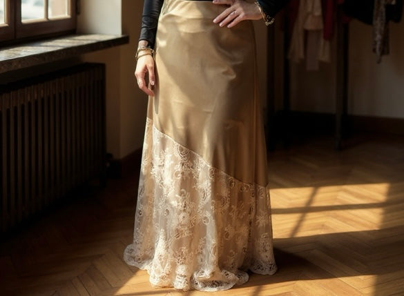 Gonna in pizzo Beige