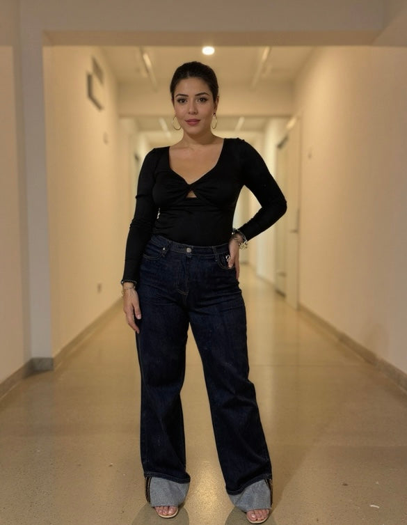 Jeans gamba dritta con risvolto