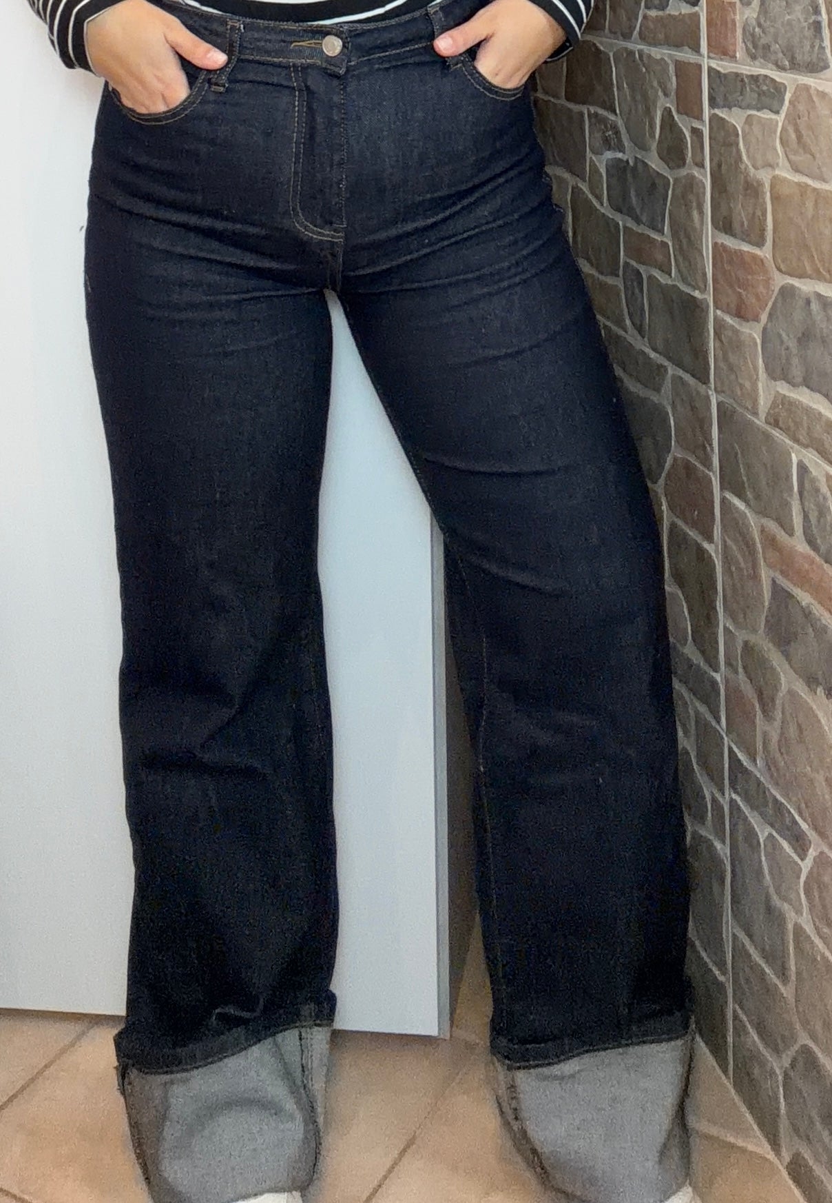 Jeans gamba dritta con risvolto